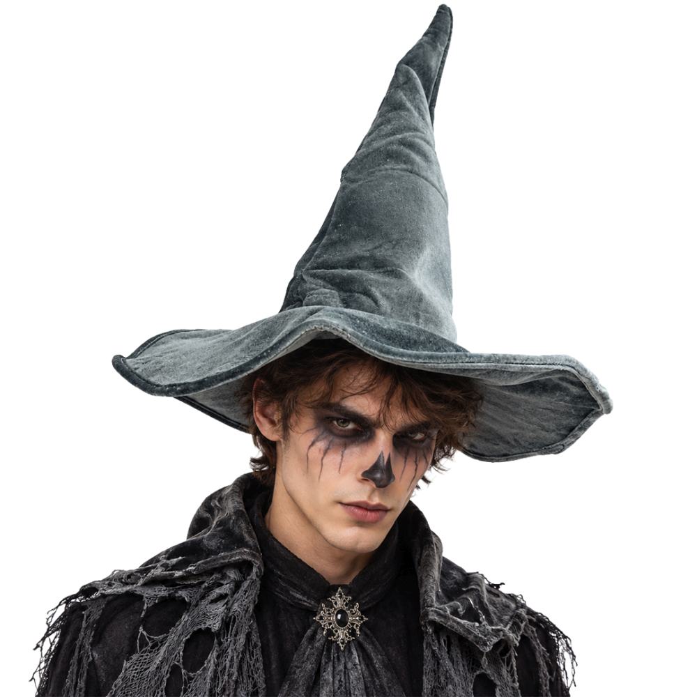 Zac's Alter Ego - Reshapable Velvet Grey Tall Pointed Soft Witch Wizard Hat Chapeau de costume - Gris
